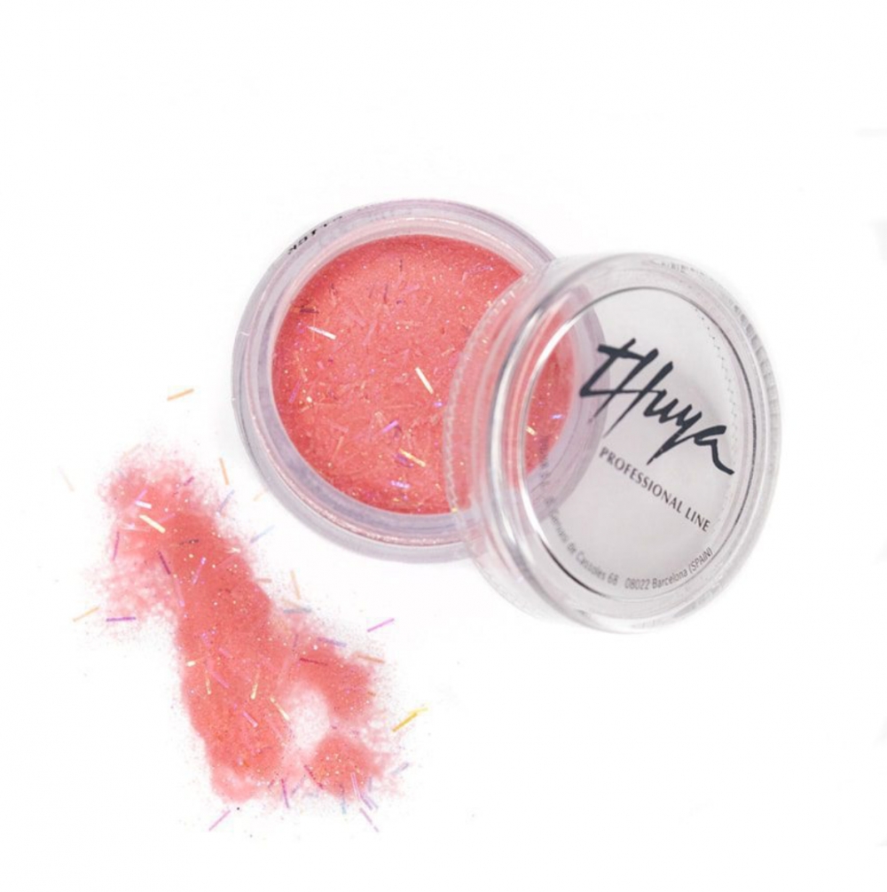 Pink acrylic powder with glitter effect for Nail Art. Format 5gr.