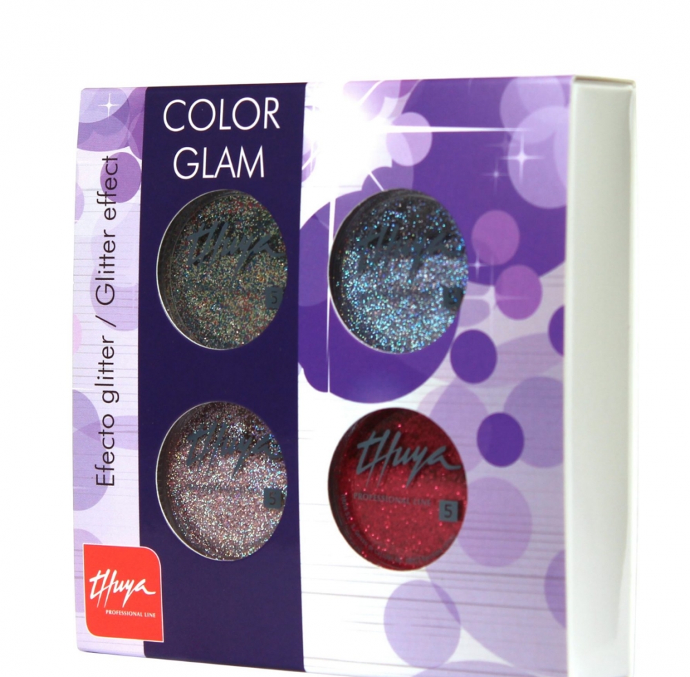 Color powder pack with glam glitter effect. Contains 4 metallic coloured tones: Cherry Glam, Pink Glam, Lavender Glam y Star Glam. Format 5gr each